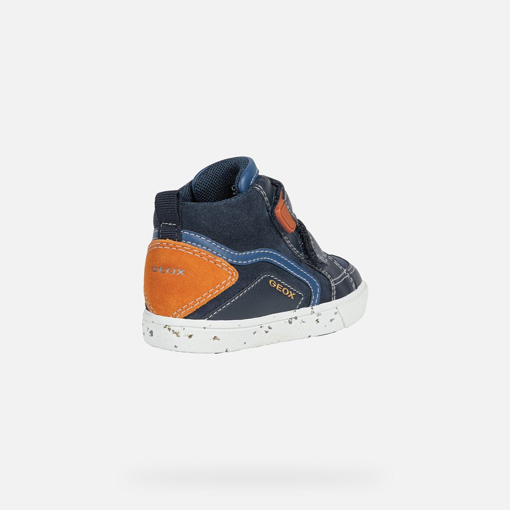 Basket Geox Kilwi Boy - Bleu Marine/Orange - Bebe 273165-OZL